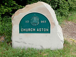Image of a stone labelled as Church Aston Parish Council